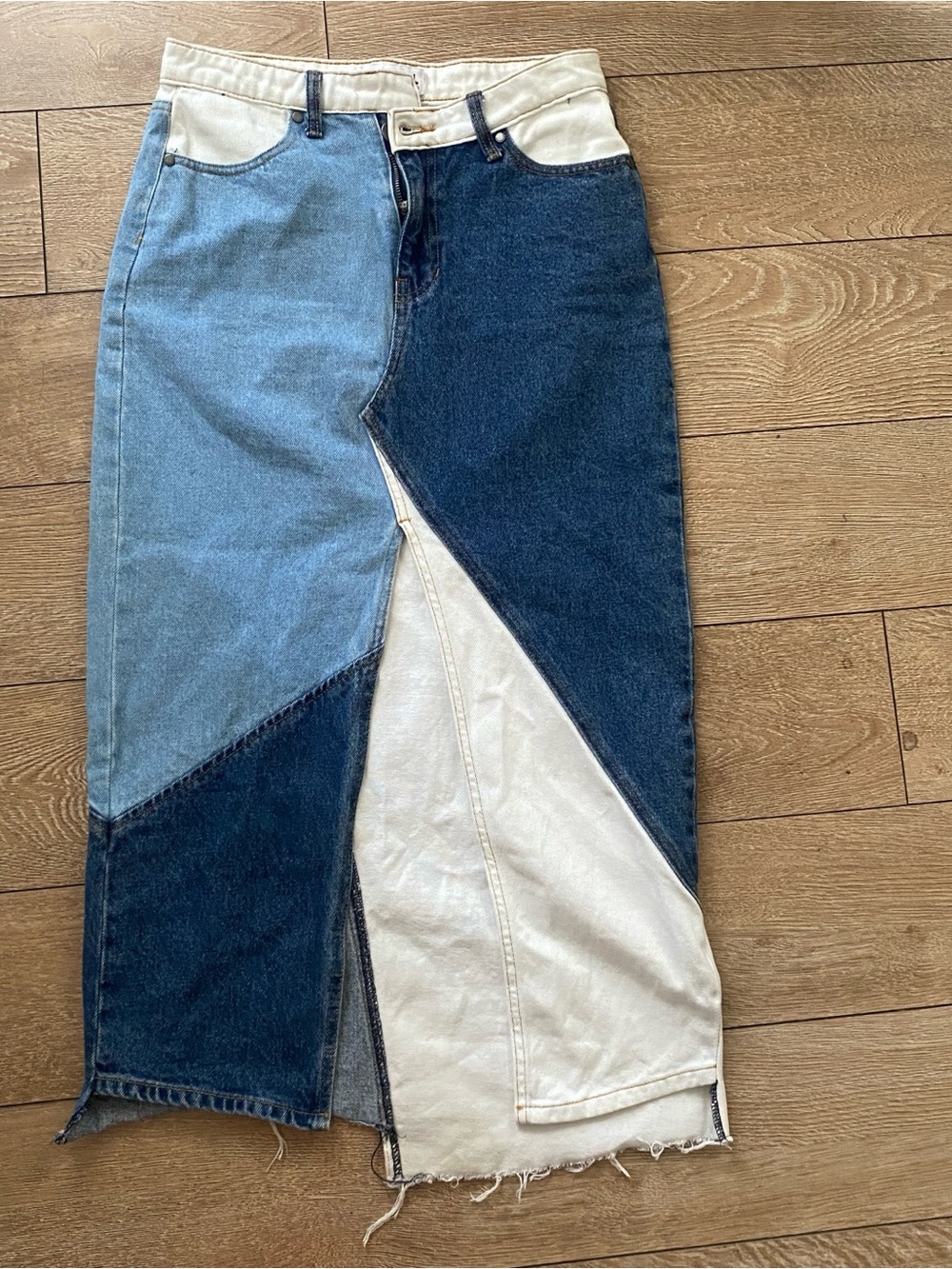 Bold denim maxi summer staple skirt